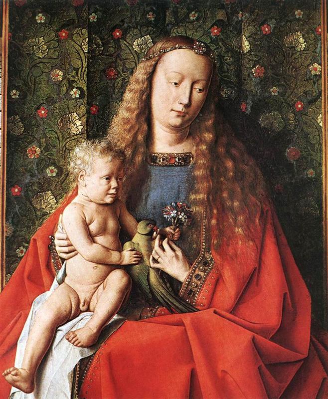 扬·范·埃克（Jan van Eyck，荷兰画家 ， 1390 - 1441 年）作品-Canon van der Paele 的圣母（细节）1