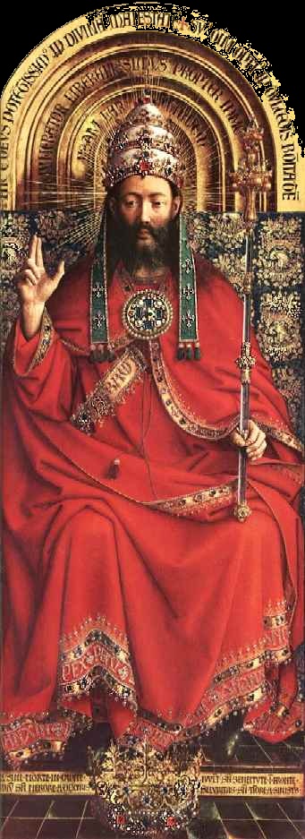 扬·范·埃克（Jan van Eyck，荷兰画家 ， 1390 - 1441 年）作品-根特祭坛画，全能的上帝（详细）
