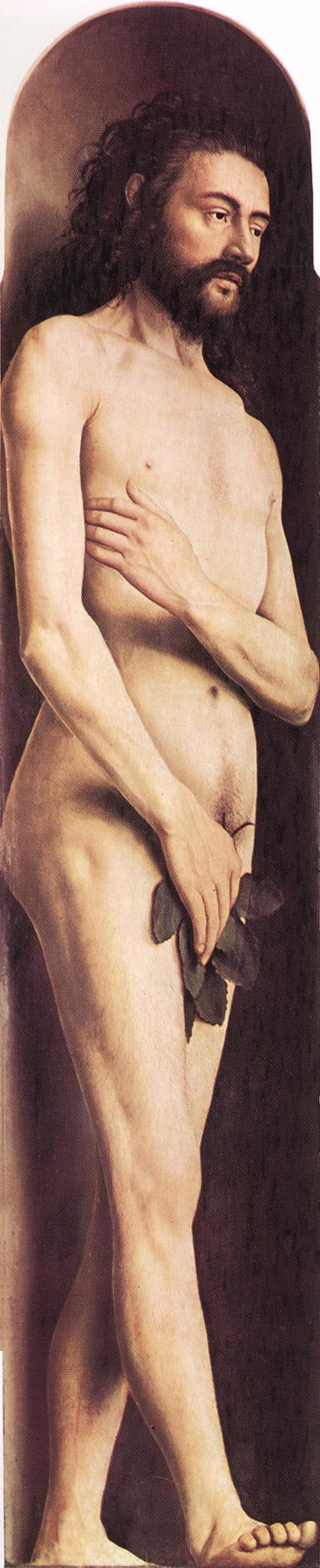 扬·范·埃克（Jan van Eyck，荷兰画家 ， 1390 - 1441 年）作品-亚当，来自根特祭坛画的左翼