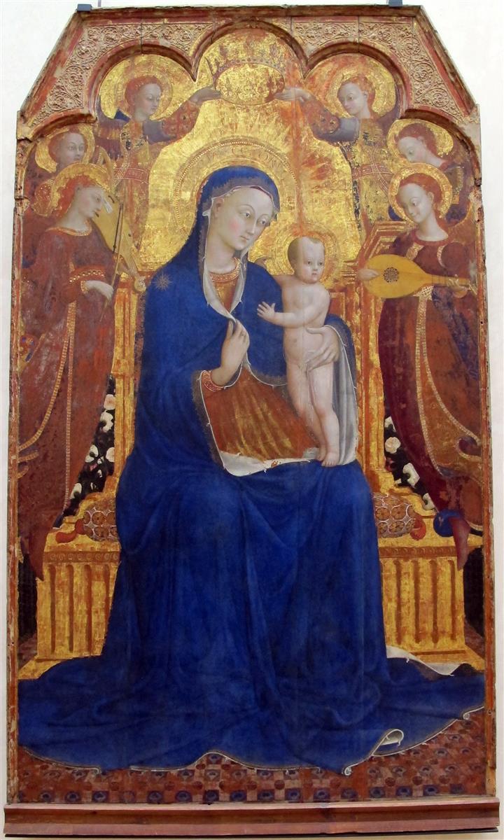 伊尔·萨塞塔 (Stefano di Giovanni，1392-1450，意大利画家)作品-麦当娜和孩子与天使