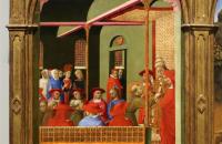伊尔·萨塞塔 (Stefano di Giovanni，1392-1450，意大利画家)作品-圣塞波尔克罗政治（详细）