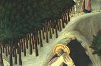 伊尔·萨塞塔 (Stefano di Giovanni，1392-1450，意大利画家)作品-圣安东尼和圣保罗的会议