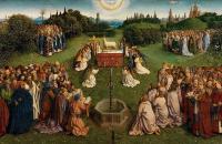 前1000幅世界名画-扬·范·埃克（Jan van Eyck，荷兰画家 ， 1390 - 1441 年）作品-根特祭坛画。羔羊的崇拜（详细）