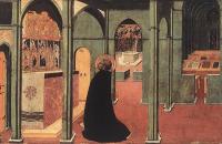 伊尔·萨塞塔 (Stefano di Giovanni，1392-1450，意大利画家)作品-受圣灵鸽子启发的圣多马