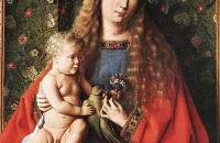 扬·范·埃克（Jan van Eyck，荷兰画家 ， 1390 - 1441 年）作品-Canon van der Paele 的圣母（细节）1