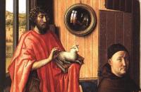 罗伯特·坎平（Robert Campin，1375-1444 年，佛兰芒画家）作品-维尔祭坛画 - 施洗者圣约翰和捐赠者，海因里希·冯·维尔