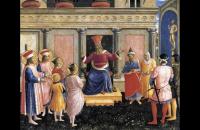 弗拉·安杰利科（Fra Angelico，意大利，1400-1455）作品-利修斯之前的圣科斯马斯和圣达米安