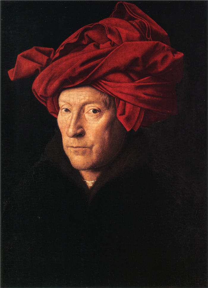 扬·范·埃克（Jan van Eyck，荷兰画家 ， 1390 - 1441 年）作品-男人的肖像（戴头巾的男人）