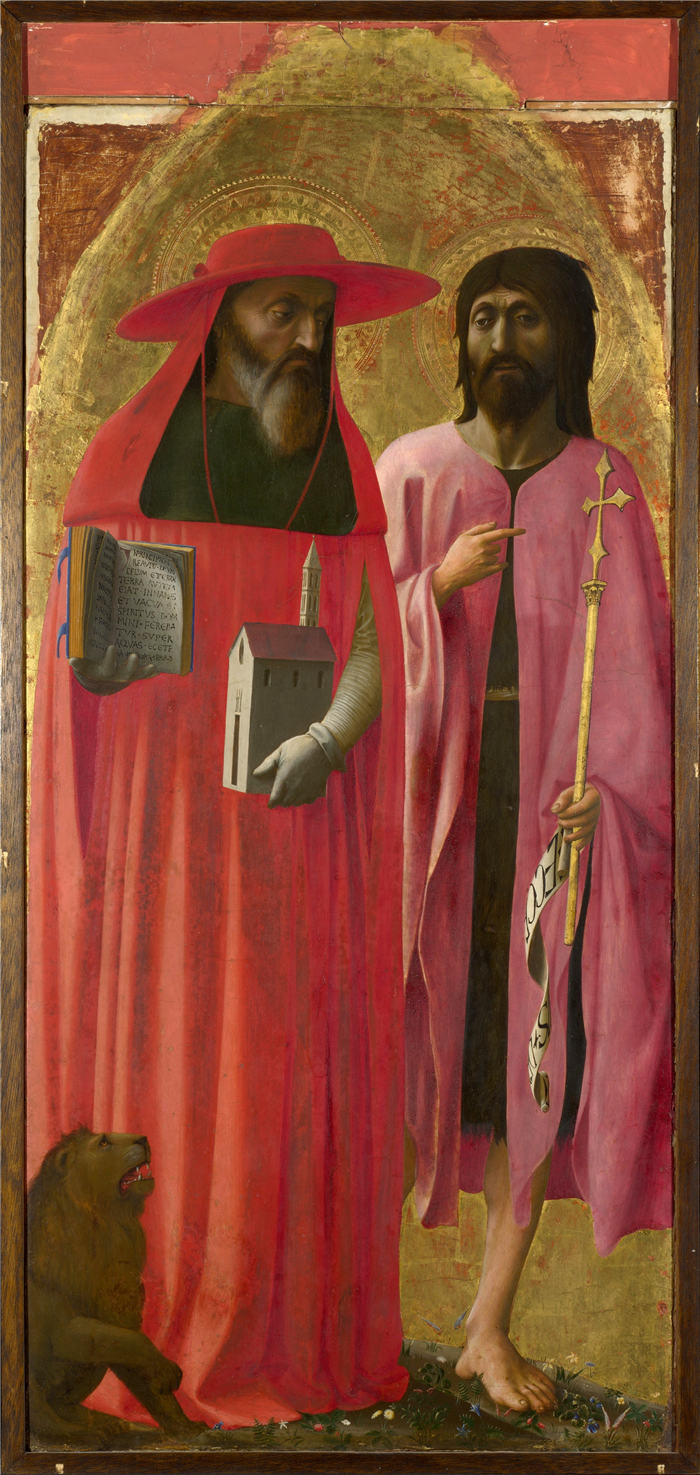 马萨乔(Masaccio,意大利,1401-1428)作品-圣杰罗姆和施洗者圣约翰
