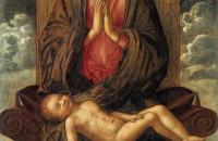 乔凡尼・贝里尼(Giovanni Bellini，意大利，1430-1516 年）-麦当娜登基爱抚熟睡的孩子