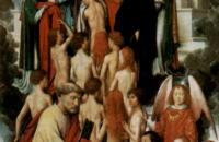 汉斯·梅姆林（Hans Memling，1430 – 1494 年，德国画家）作品-最后的审判三联画，左翼，与圣彼得在天堂（天堂）门口的祝福者