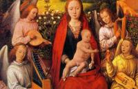 汉斯·梅姆林（Hans Memling，1430 – 1494 年，德国画家）作品-圣母子与音乐家天使