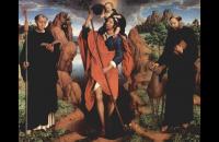 汉斯·梅姆林（Hans Memling，1430 – 1494 年，德国画家）作品-威廉·莫雷尔的三联画，中间面板圣克里斯托弗与格兰菲尔的圣莫鲁斯和圣吉尔斯