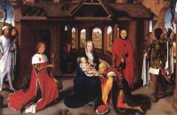 汉斯·梅姆林（Hans Memling，1430 – 1494 年，德国画家）作品-贤士的崇拜：整个三联画