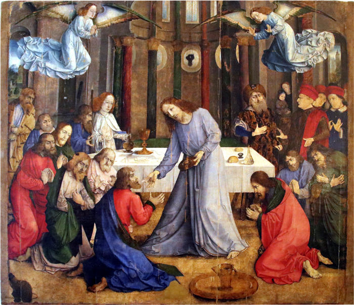 贾斯图斯·范根特（Justus van Gent，1410-1480，荷兰画家）作品-使徒的圣餐（圣体祭坛画）