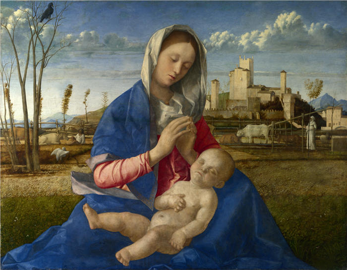 乔凡尼·贝里尼(Giovanni Bellini,意大利,1430-1516 年)-草地上的圣母(麦当娜德尔普拉托)