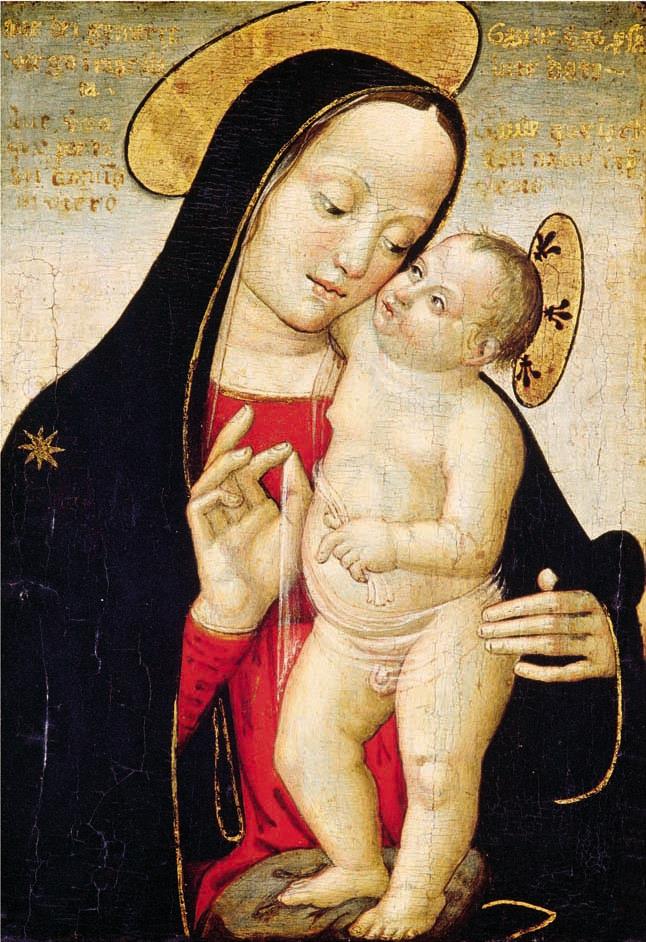 安东尼亚佐·罗马诺（Antonazzo Romano，1430-1510，意大利画家）作品-麦当娜和孩子3