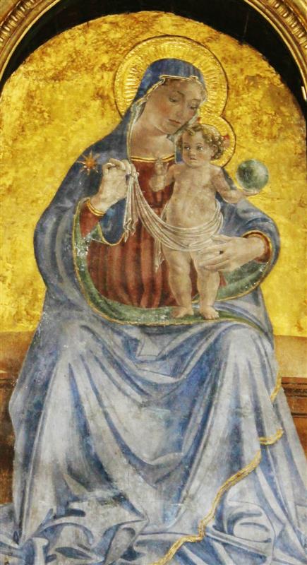 安东尼亚佐·罗马诺（Antonazzo Romano，1430-1510，意大利画家）作品-麦当娜与孩子