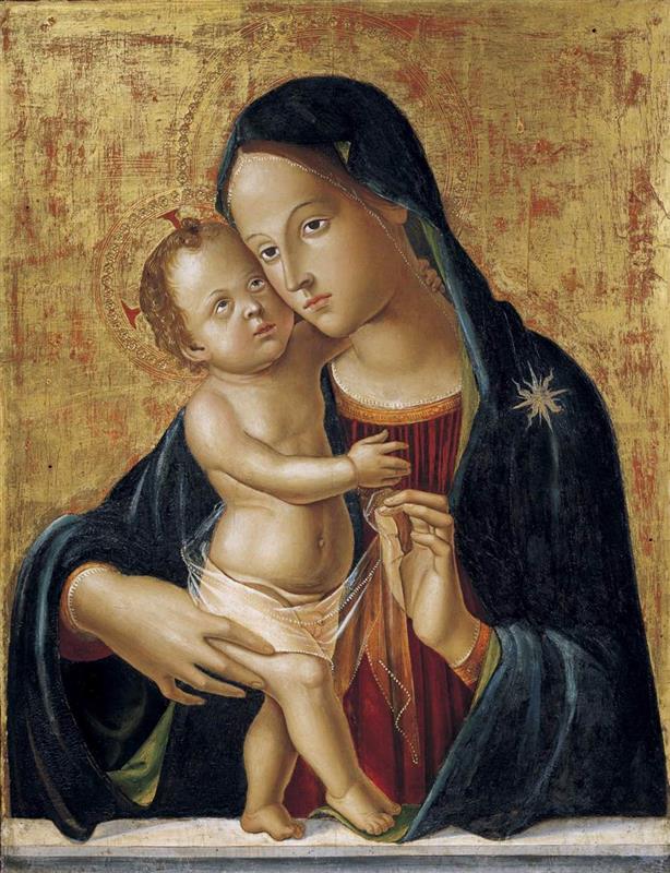 安东尼亚佐·罗马诺（Antonazzo Romano，1430-1510，意大利画家）作品-麦当娜和孩子5