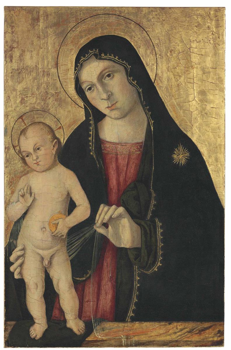 安东尼亚佐·罗马诺（Antonazzo Romano，1430-1510，意大利画家）作品-麦当娜和孩子4
