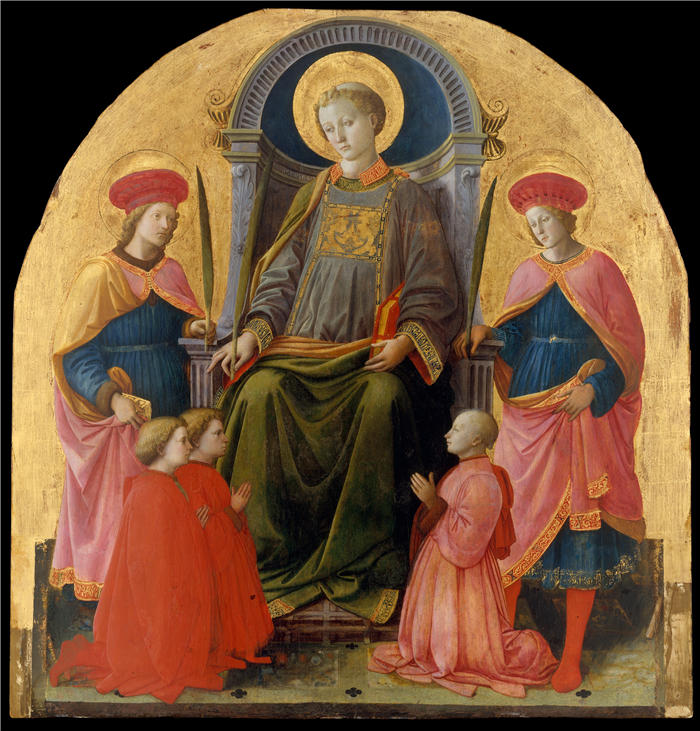 菲利波·里皮（Filippo Lippi ，1406-1469，意大利画家）作品-圣劳伦斯与圣徒和捐助者登基