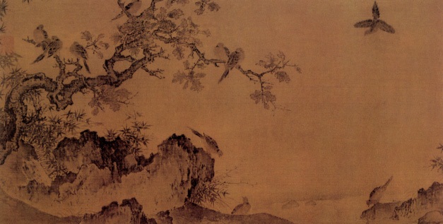 竹石锦鸠图 宋 黄居寀