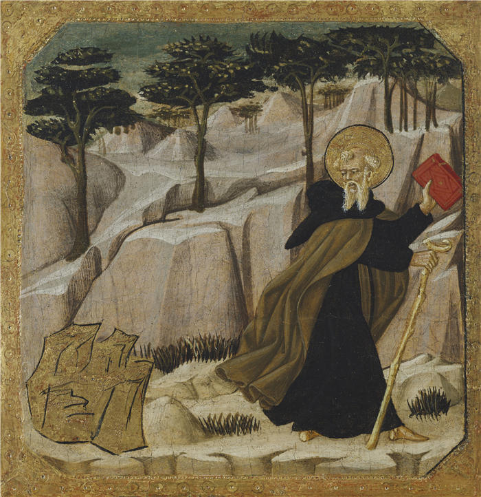 洛·谢吉亚（Lo Scheggia，1406-1486，意大利画家）作品-圣安东尼修道院被黄金诱惑