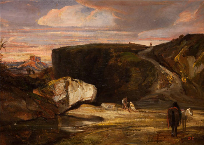 亚历山大·加布里埃尔·尚（Alexandre-Gabriel Decamps,法国画家）作品-好撒玛利亚人的风景（约 1837 年）