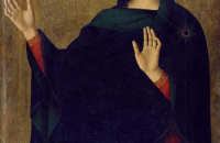 安东尼亚佐·罗马诺（Antonazzo Romano，1430-1510，意大利画家）作品-圣母祈求上帝医治教皇利奥一世的手