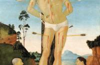 安东尼亚佐·罗马诺（Antonazzo Romano，1430-1510，意大利画家）作品-圣塞巴斯蒂亚诺和两个信徒
