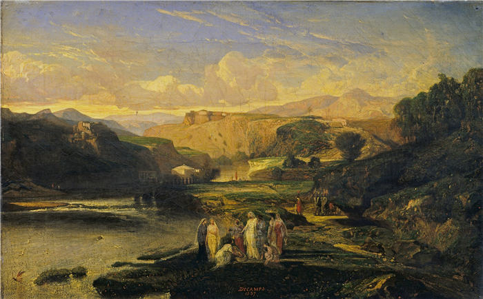 亚历山大·加布里埃尔·尚（Alexandre-Gabriel Decamps,法国画家）作品-摩西的发现 (1837)