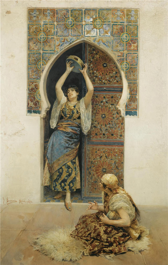 古斯塔沃·西蒙尼（Gustavo Simoni，意大利画家）作品-舞蹈 (1893)