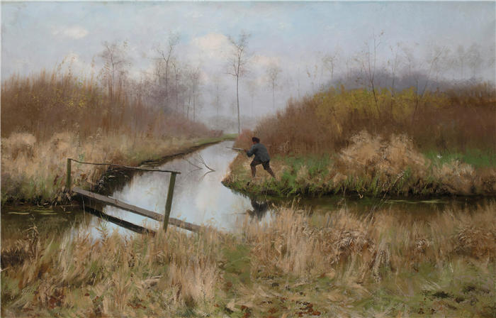 埃米尔·克劳斯（Emile Claus，比利时画家，1849 - 1924 年）作品-打猎