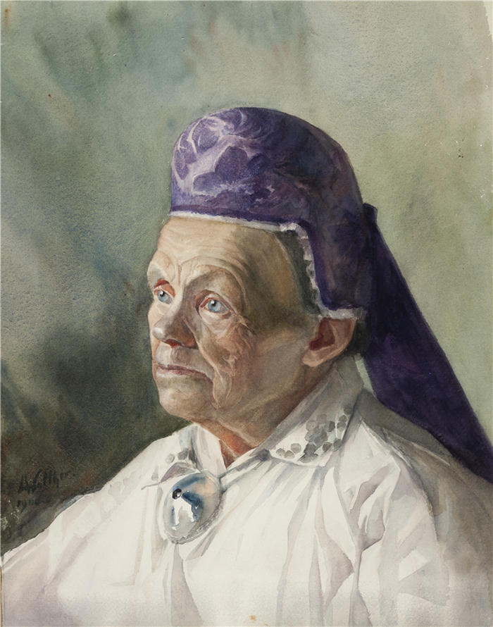 康拉德·玛吉（Konrad Mägi，爱沙尼亚）高清作品--女人的肖像（Tanuga）（1900）