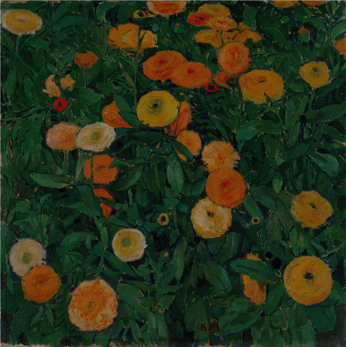 科罗曼·莫塞尔(Koloman Moser，奥地利画家)高清作品-金盏花 (1909)