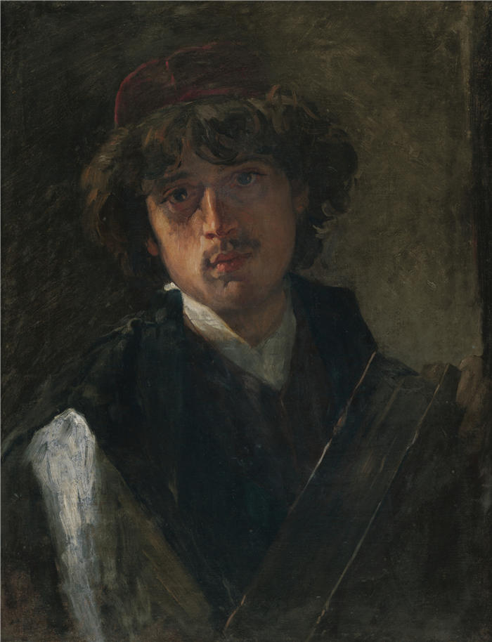 瓦茨拉夫·布罗日克（Václav Brožík，捷克，1851 – 1901）作品-年轻拉比的肖像（1880 年）