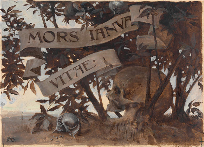 科罗曼·莫塞尔(Koloman Moser,奥地利画家)高清作品-Mors Janua Vitae(死亡是生命之门)(1895)