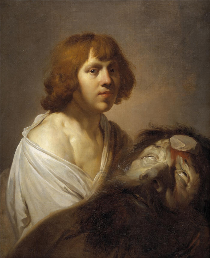 雅各布·阿德里安斯·贝克（Jacob Adriaensz Backer，荷兰画家，1609–1651）作品-大卫与歌利亚的头（1623 – 1651）