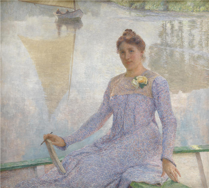 埃米尔·克劳斯（Emile Claus，比利时画家，1849 - 1924 年）作品-Anna de Weert 的肖像（1899 年）