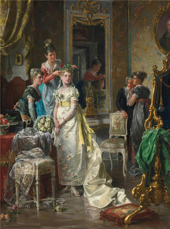 卡尔·赫普弗（Carl Herpfer，德国，1836-1897）作品-给新娘穿衣服