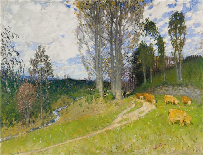 皮埃尔-尤金·蒙特津（Pierre-Eugène Montézin，法国，1874-1946 年）作品-上升到牧场