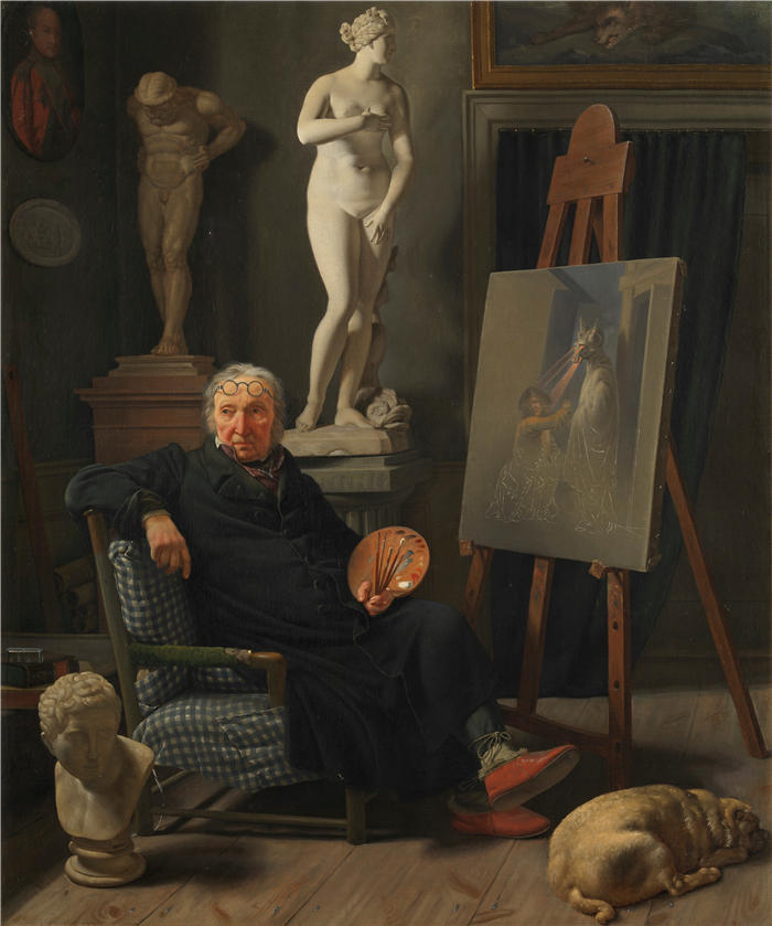 马蒂努斯·罗比（Martinus Rørbye，丹麦画家，1803-1848 年）作品-画家 CA Lorentzen 的肖像（1827 年）
