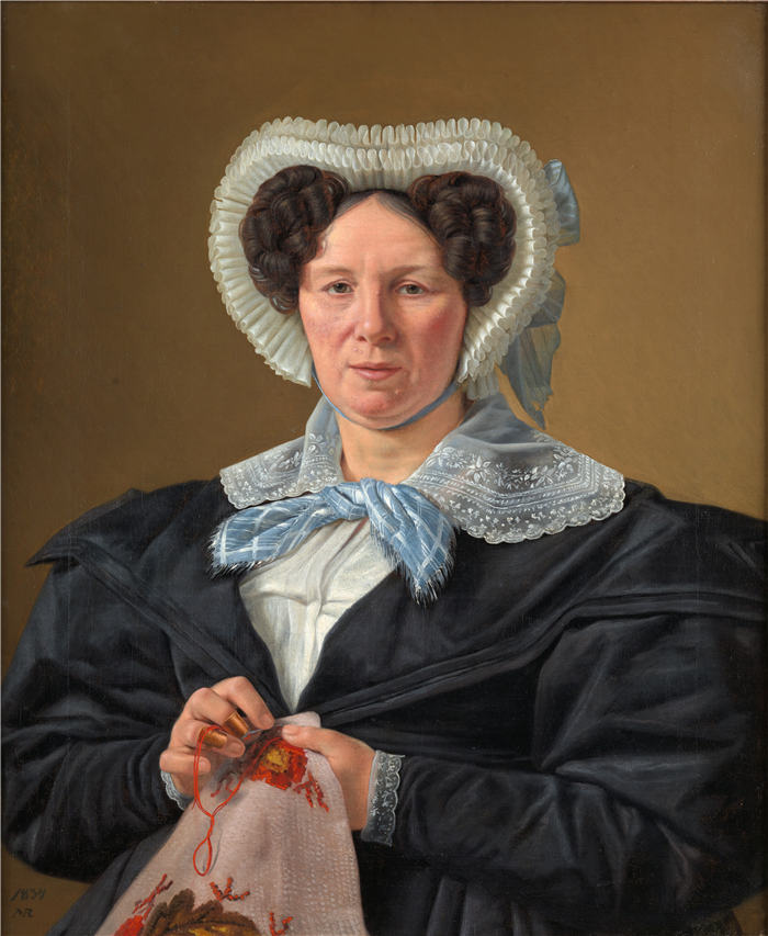 马蒂努斯·罗比（Martinus Rørbye，丹麦画家，1803-1848 年）作品-艺术家的母亲 (1833 - 1834)