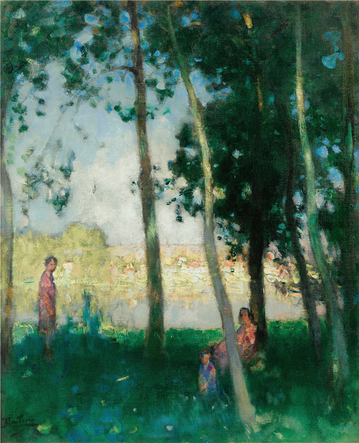 皮埃尔-尤金·蒙特津（Pierre-Eugène Montézin，法国，1874-1946 年）作品-水边的女人