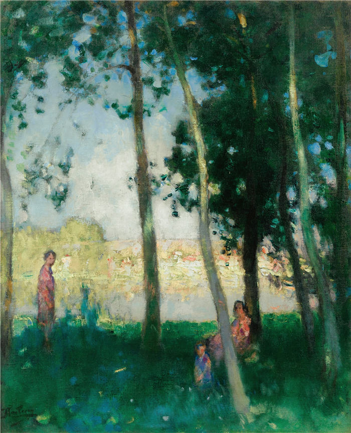 皮埃尔-尤金·蒙特津(Pierre-Eugène Montézin,法国,1874-1946 年)作品-水边的女人