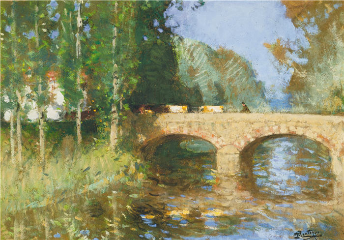 皮埃尔-尤金·蒙特津（Pierre-Eugène Montézin，法国，1874-1946 年）作品-河上的桥
