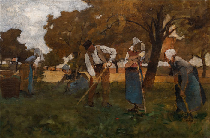 雨果·费德里克·萨尔姆森（ Hugo Federick Salmson，瑞典画家）作品-在皮卡第锄头，研究（1878 年）