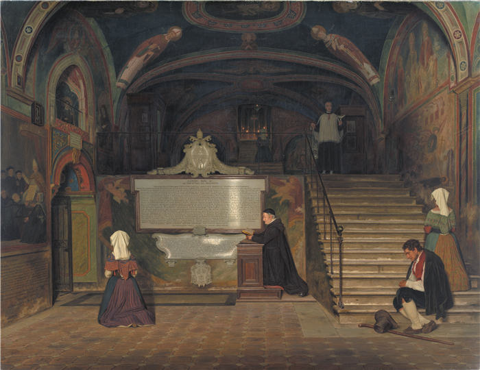 马蒂努斯·罗比（Martinus Rørbye，丹麦画家，1803-1848 年）作品-意大利苏比亚科圣贝内代托修道院的地下室（1842 - 1843 年）