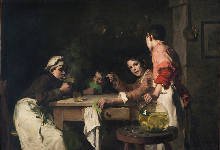 约瑟夫·贝尔(Joseph Bail ,法国,1862–1921)作品-纸牌玩家 (1897)