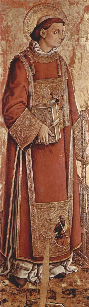 卡洛·克里维利(Carlo Crivelli,意大利画家,1435-1495)作品--圣劳伦修斯